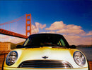 Mini Cooper in front of the Golden Gate Bridge - Vintage Photograph