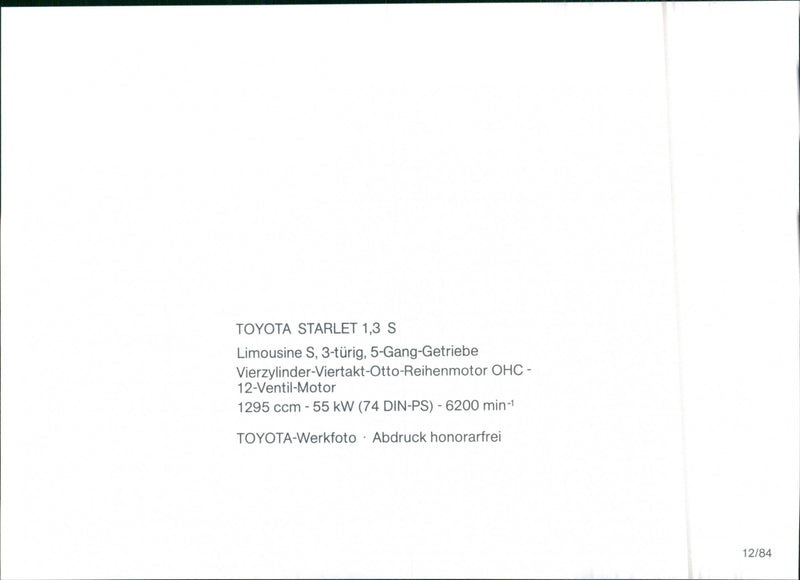 Toyota Starlet 1.3 S - Vintage Photograph