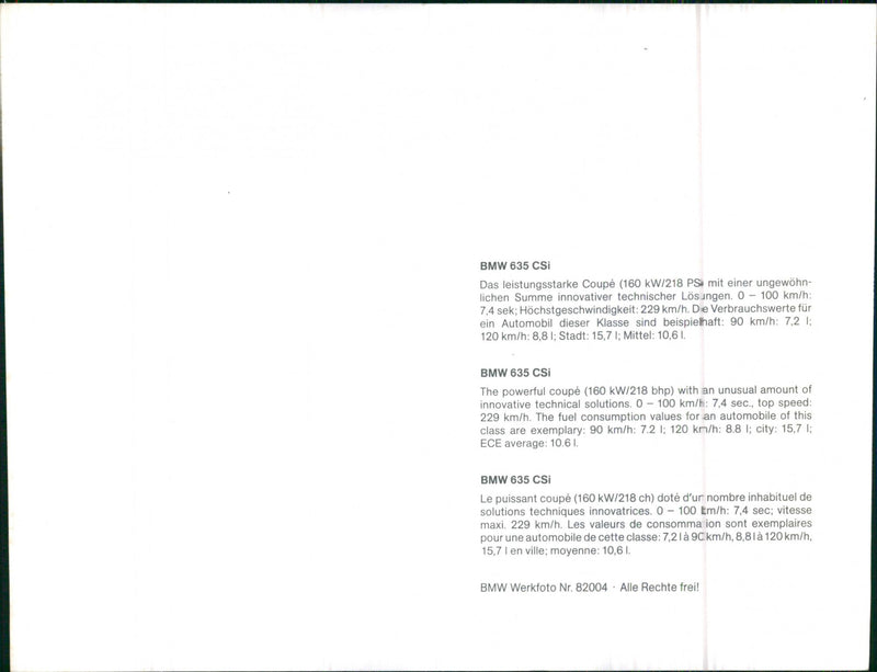 BMW 635 CSi - Vintage Photograph