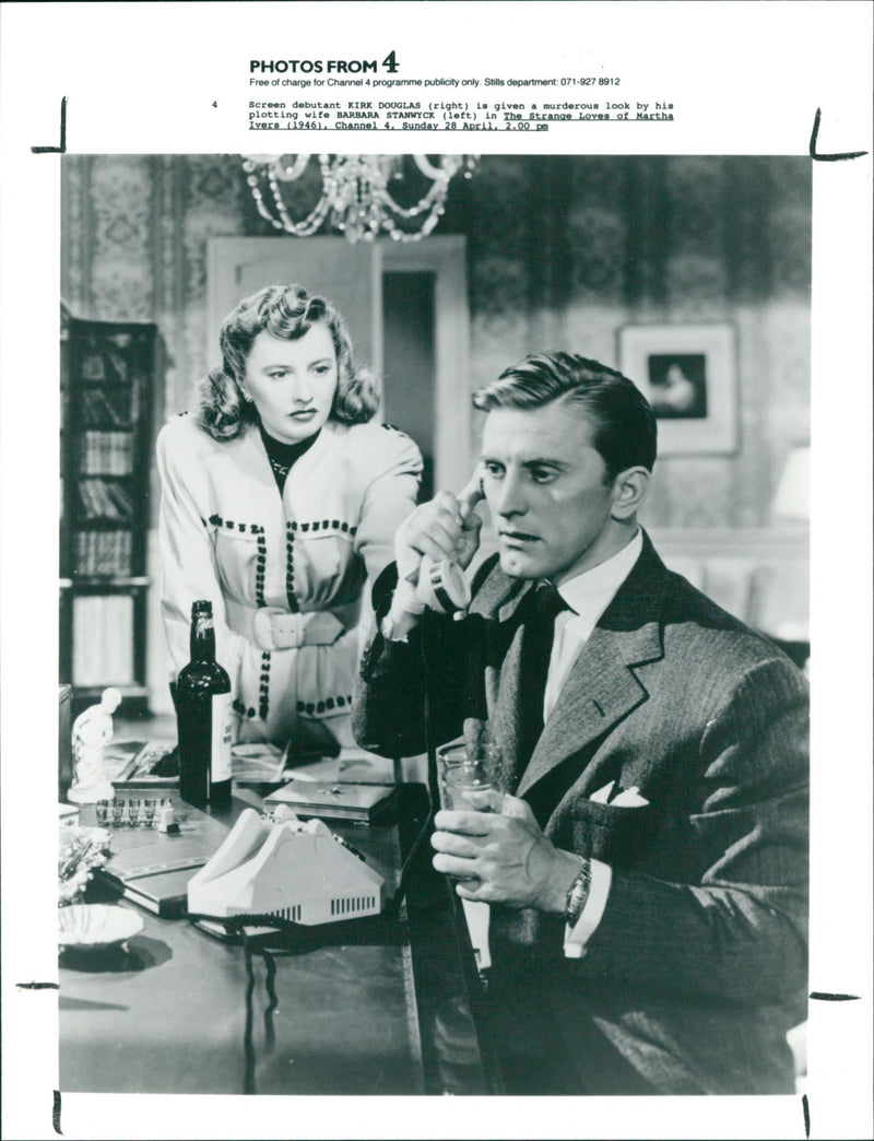 Kirk Douglas and Barbara Stanwyck in The Strange Love Of Martha Ivers - Vintage Photograph