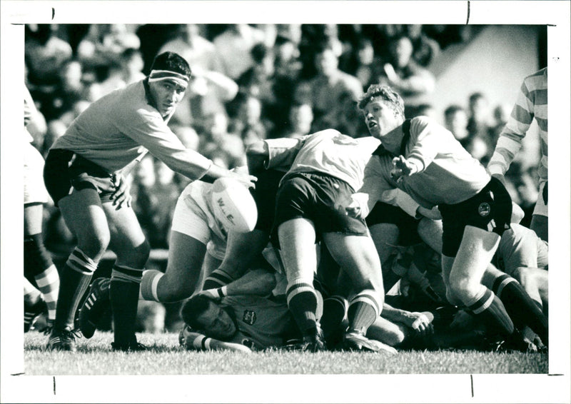 Rugby players in action - Vintage Photograph