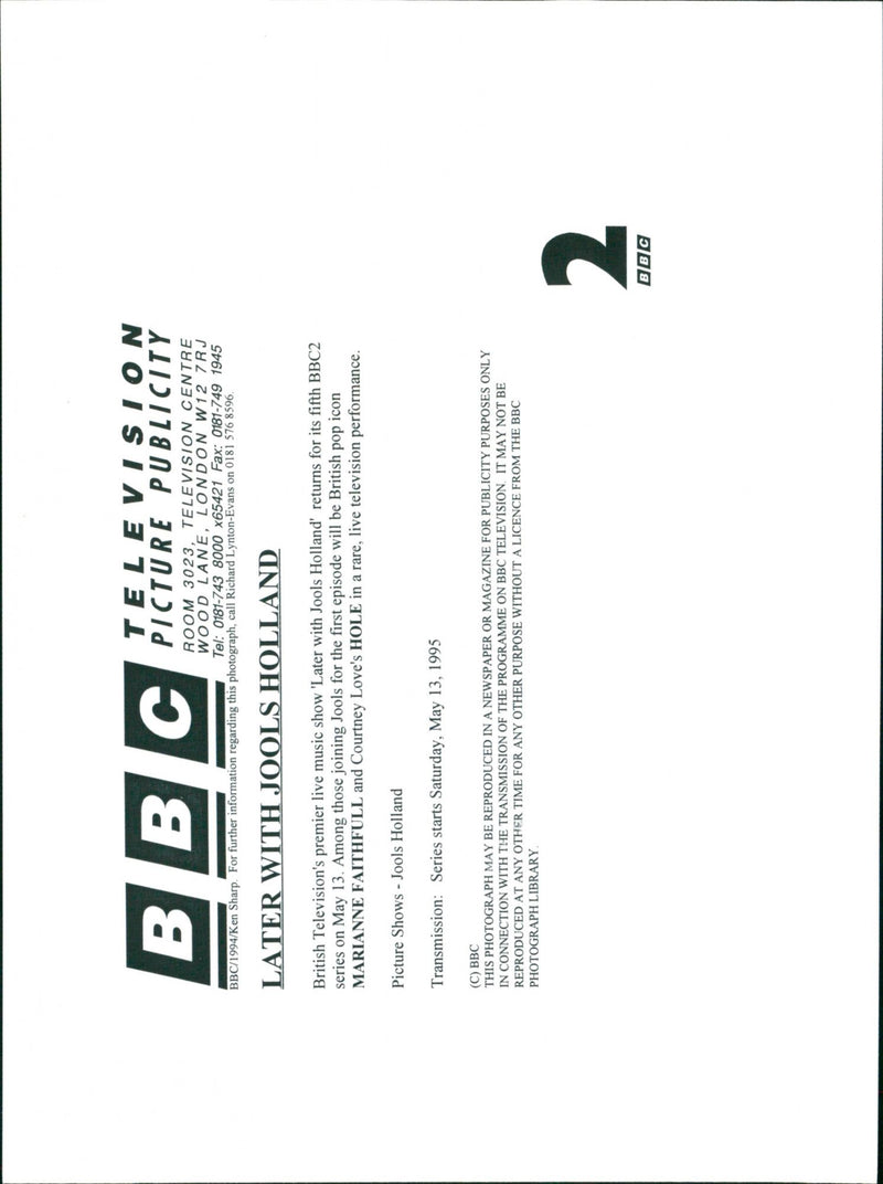 OPEN TELEVISION MUSIC BRITISH SERIES - Vintage Photograph