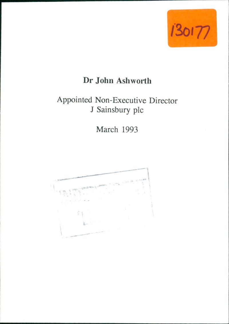 Dr John Ashworth - Vintage Photograph