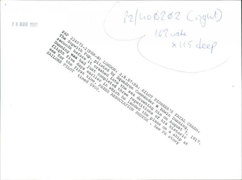 Pilot Pioneer's Fatal Crash - Vintage Photograph