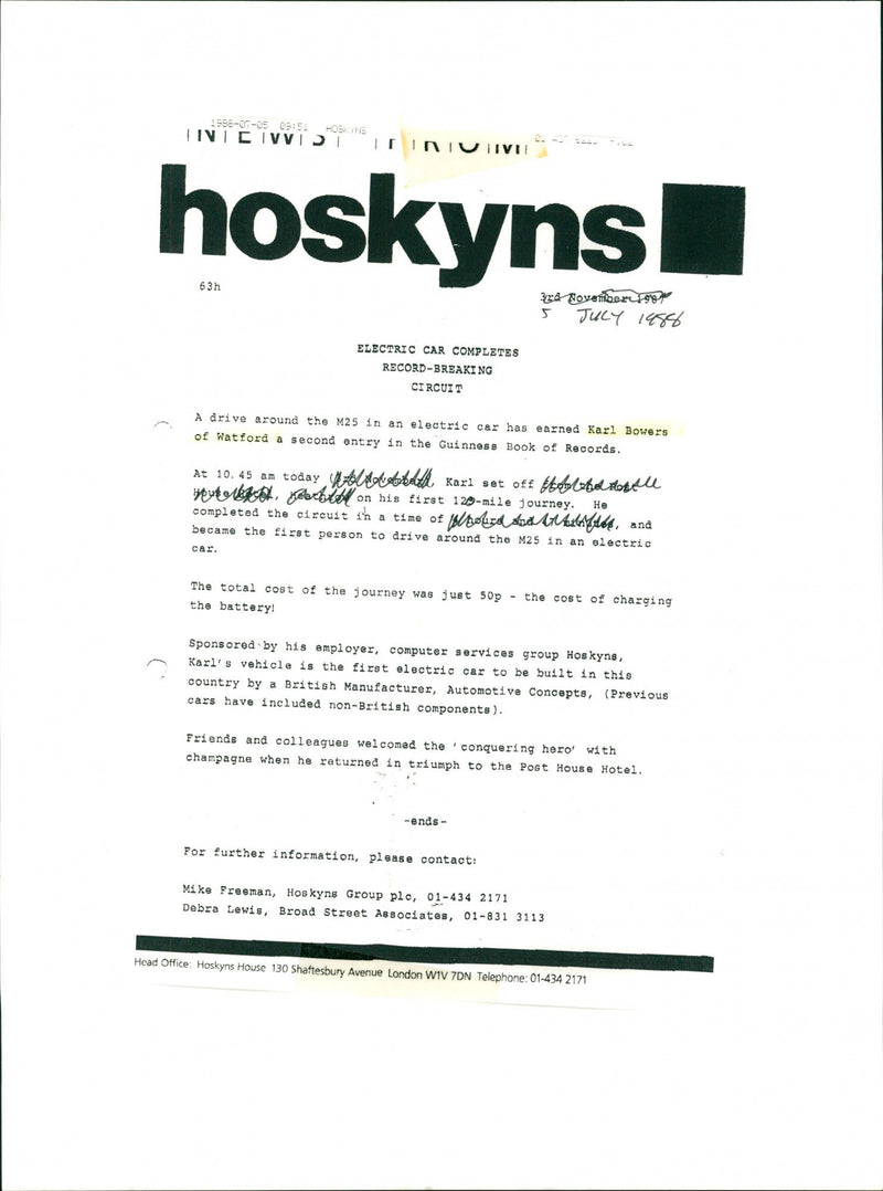 Karl Bowers in an Electric Car - Vintage Photograph