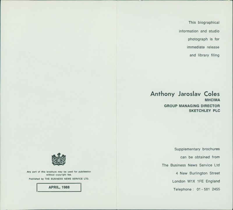 1988 MUSIC PUBLISHED ENGLAND INCLUDING CAREER - Vintage Photograph