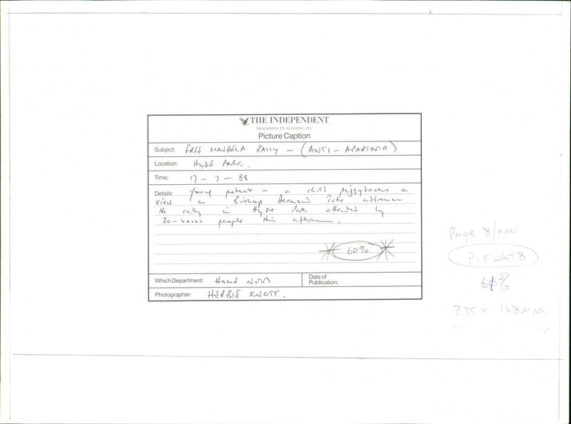 Free Mandela Rally - Vintage Photograph