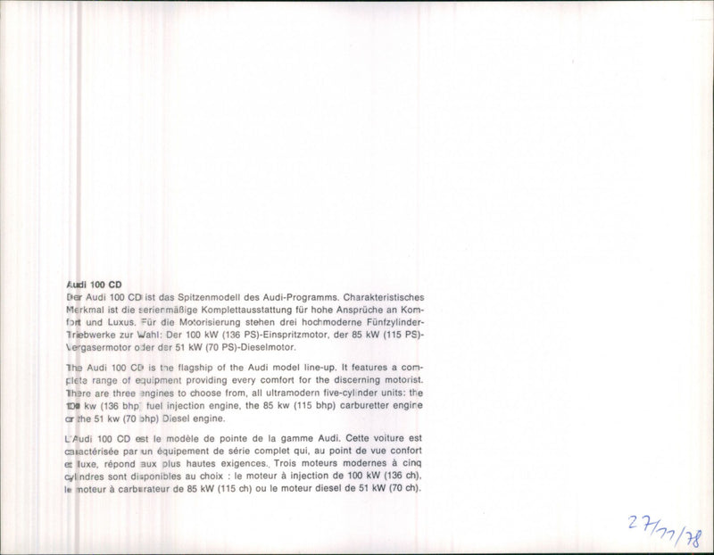 Audi 100 CD - Vintage Photograph