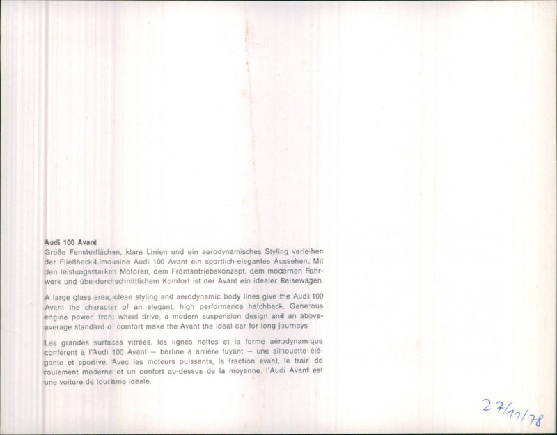 Audi 100 Avant - Vintage Photograph