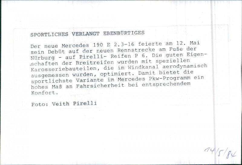 Mercedes Benz 190E 2.3-16 - Vintage Photograph