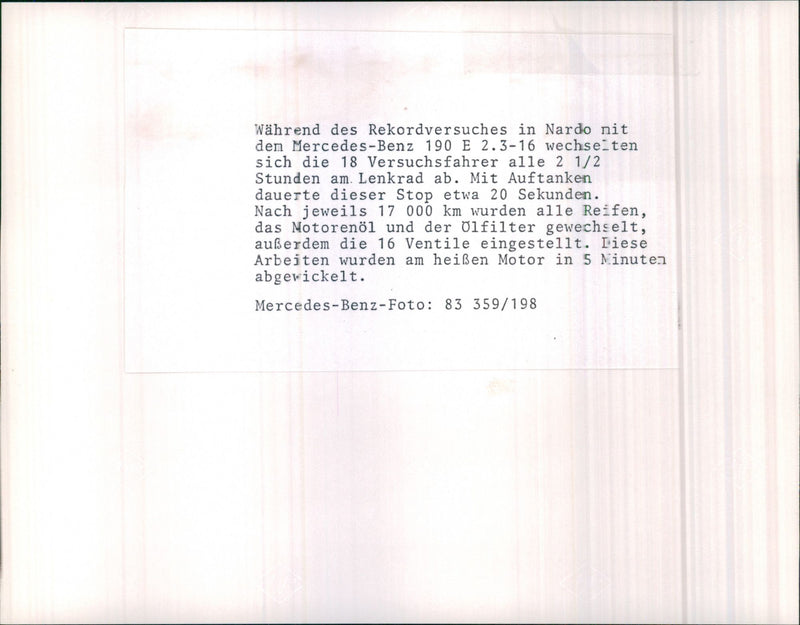 Mercedes Benz 190E 2.3-16 - Vintage Photograph