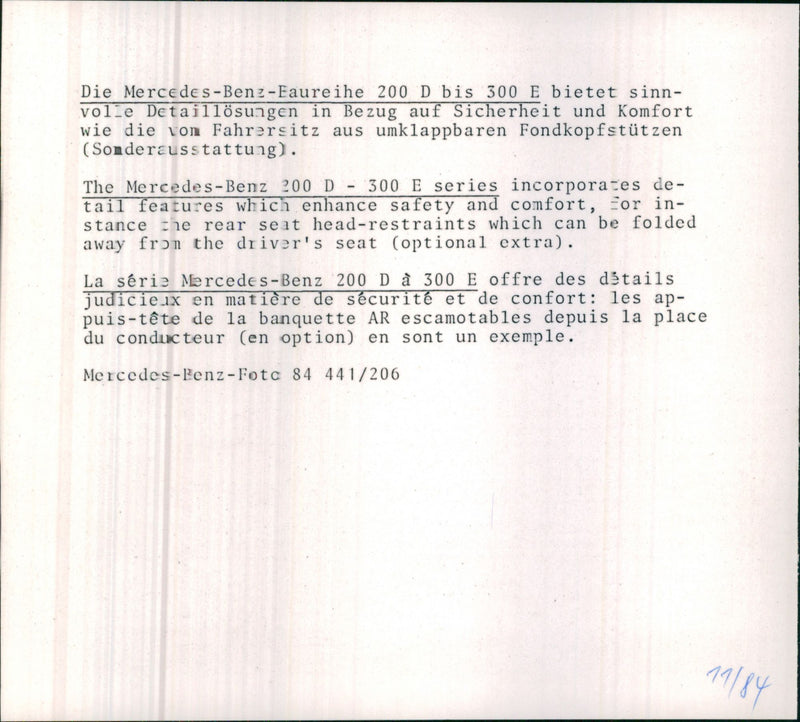 Mercedes Benz 200 D 300 E - Vintage Photograph