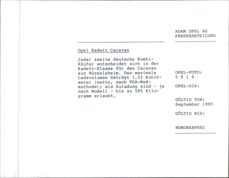 Opel Kadett Caravan - Vintage Photograph