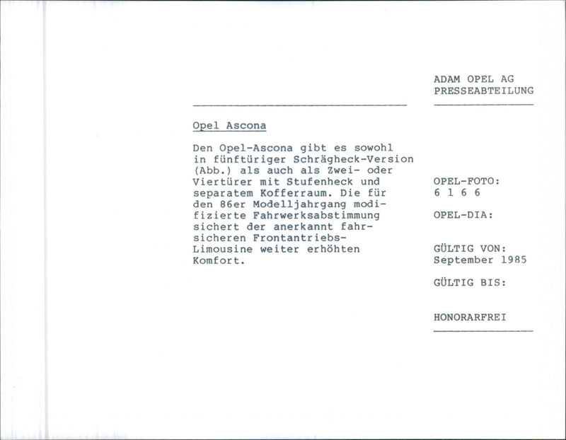 Opel Ascona - Vintage Photograph