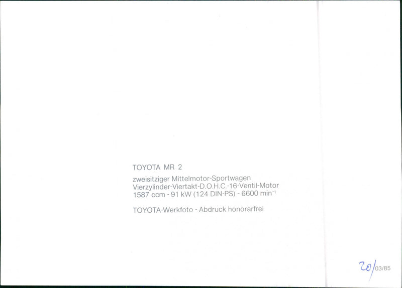 Toyota MR 2 - Vintage Photograph