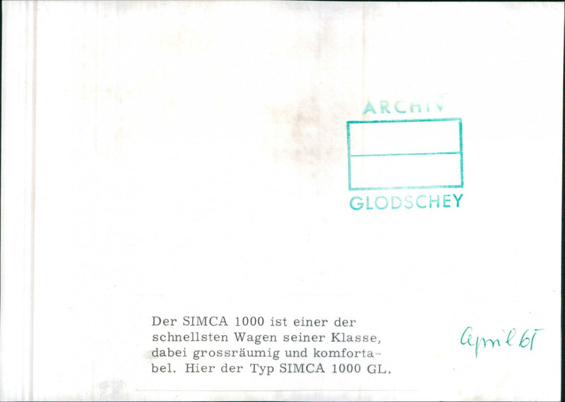 Simca 1000 GL - Vintage Photograph