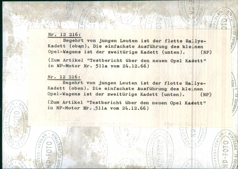 Opel Kadett Rallye - Vintage Photograph