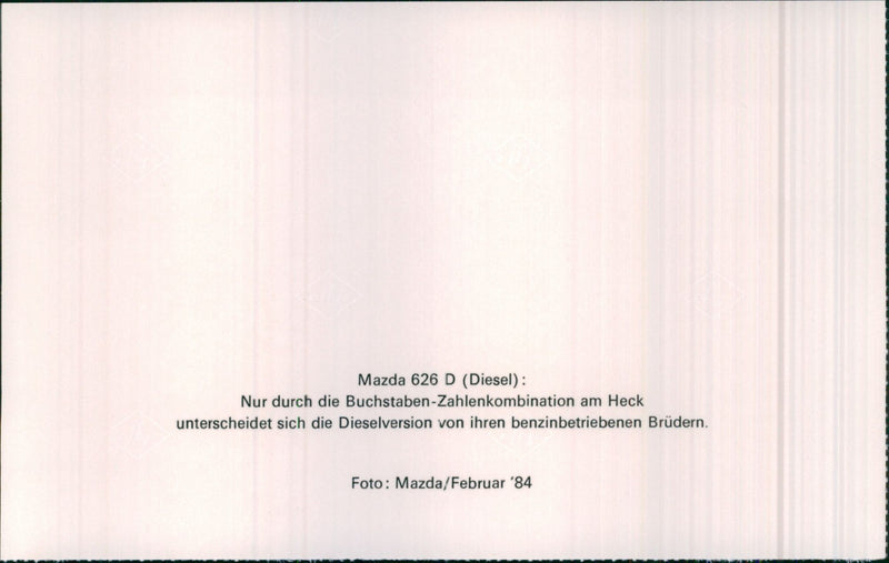 Mazda 626 D(Diesel) - Vintage Photograph