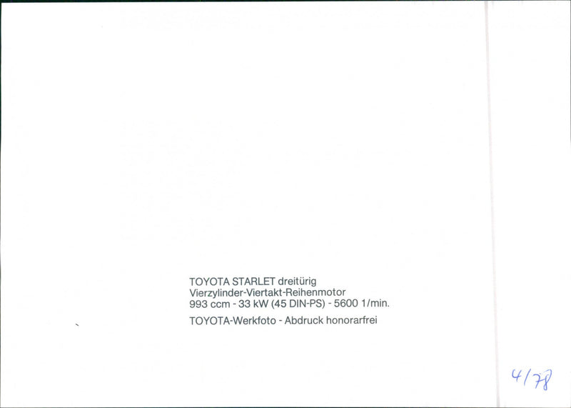 Toyota Starlet - Vintage Photograph