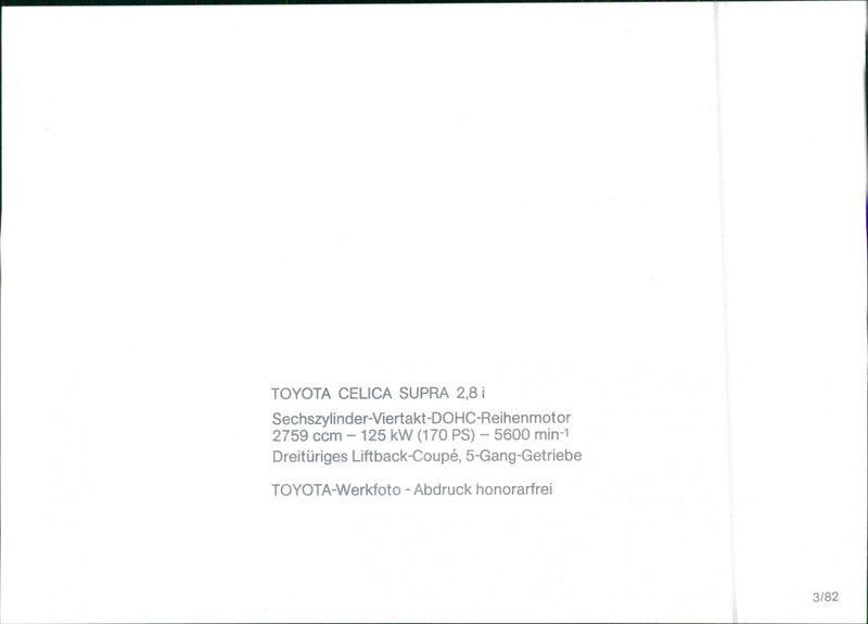 Toyota Celica Supra 2,8i - Vintage Photograph