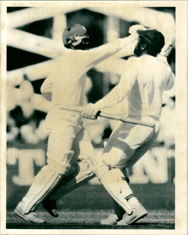 Viv Richards congratulates Gordon Greenidge - Vintage Photograph