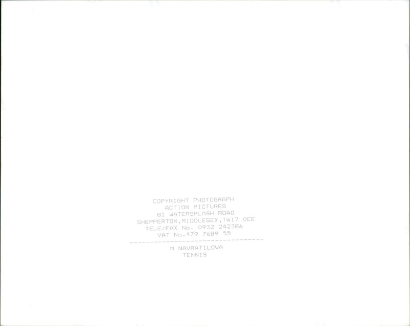 Martina Navratilova - Vintage Photograph
