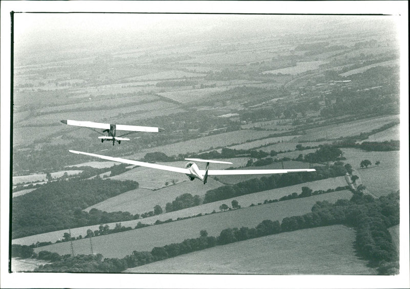 Aerial view of two planes. - Vintage Photograph