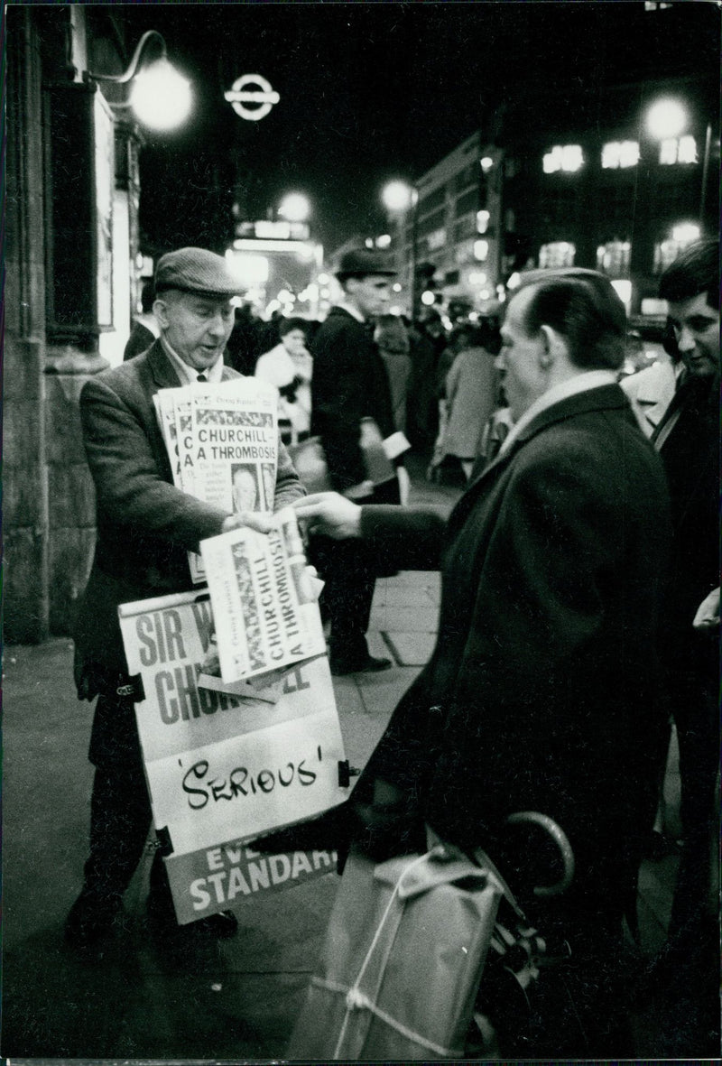 Man selling poster of British politician - Vintage Photograph