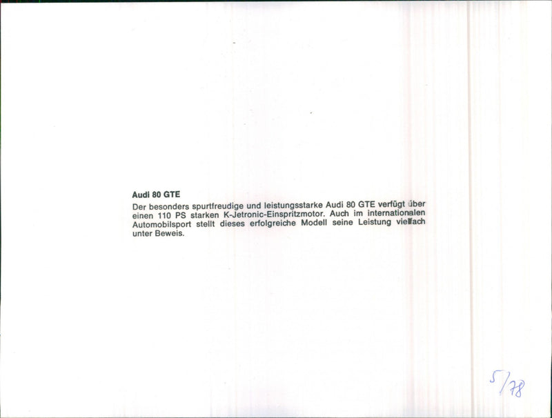 Audi 80 GTE - Vintage Photograph