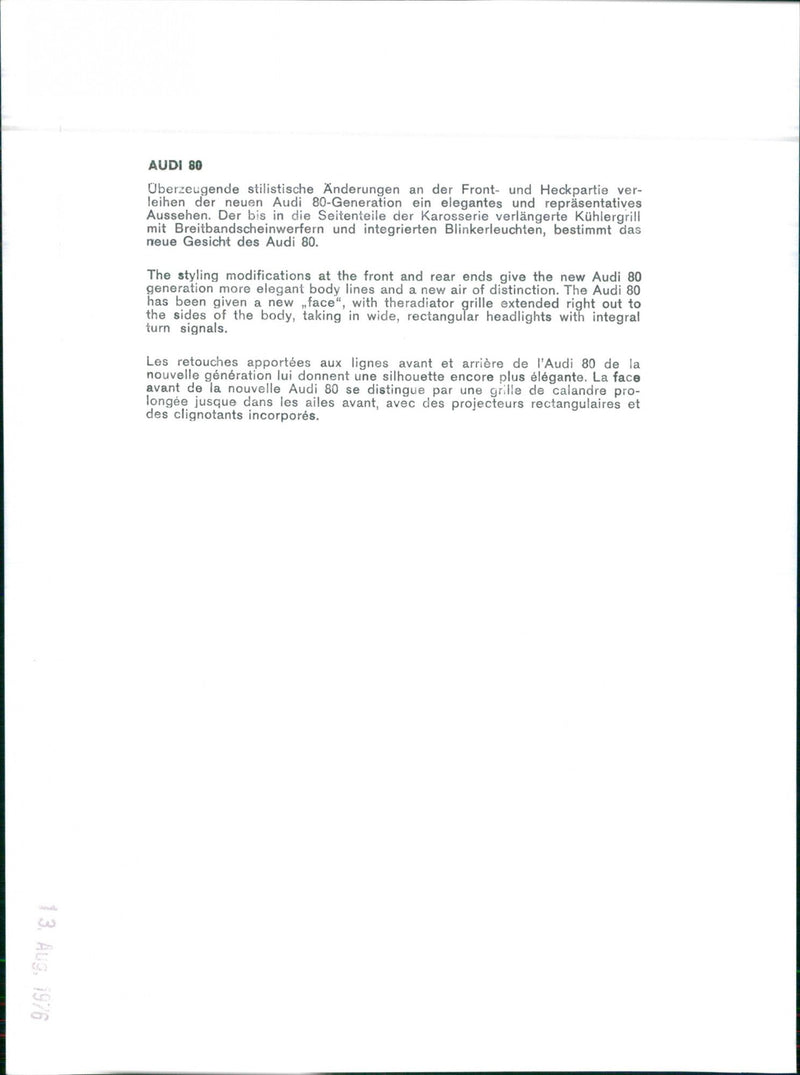 Audi 80 - Vintage Photograph