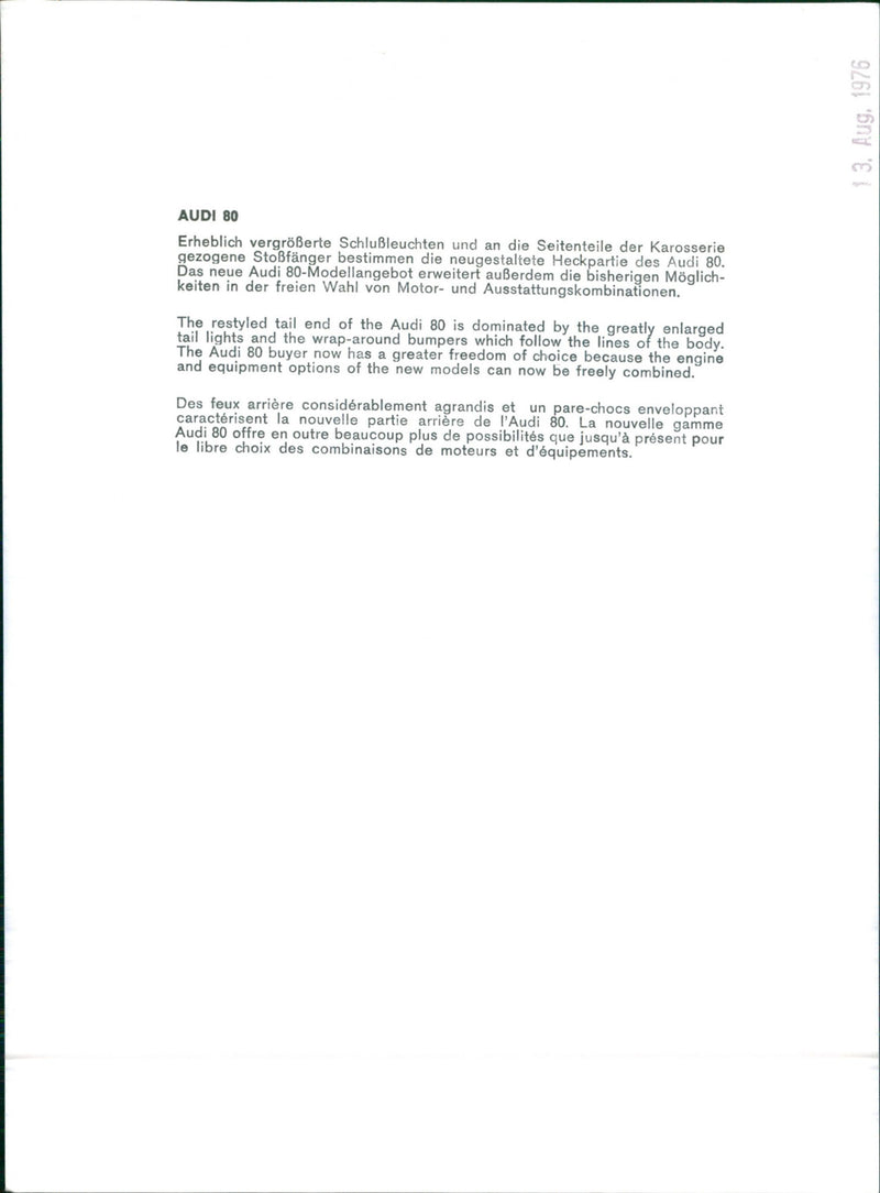 Audi 80 - Vintage Photograph