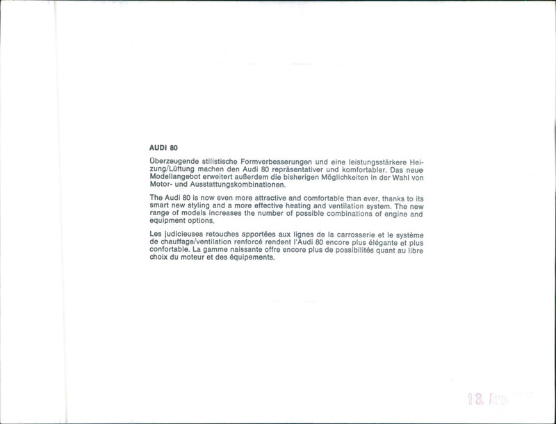 Audi 80 - Vintage Photograph