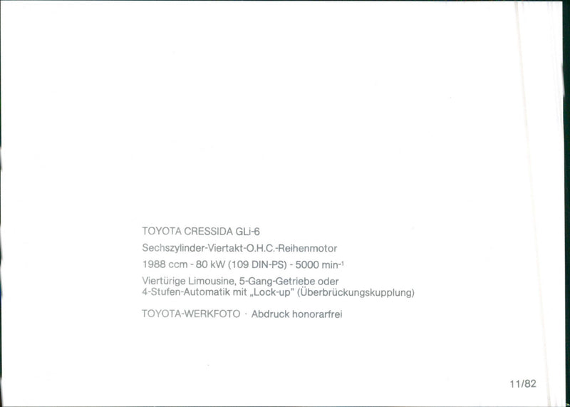 Toyota Cressida GLI-6 - Vintage Photograph