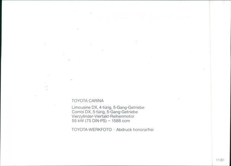 Toyota Carina '82 - Vintage Photograph
