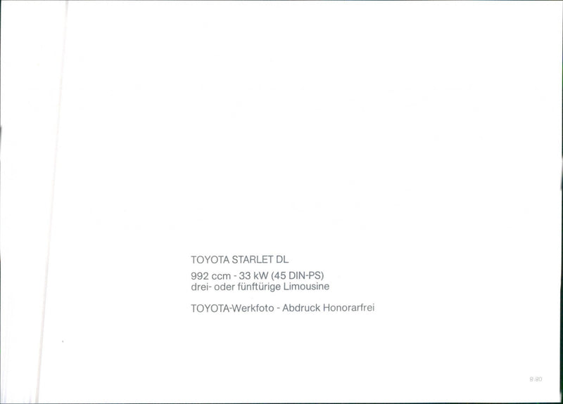 Toyota Starlet DL - Vintage Photograph