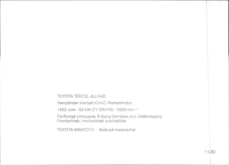 Toyota Tercel Allrad - Vintage Photograph