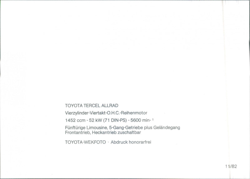 Toyota Tercel Allrad - Vintage Photograph