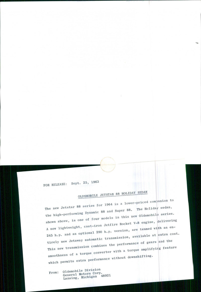 1964 Oldsmobile Jetstar 88 Holiday Sedan - Vintage Photograph