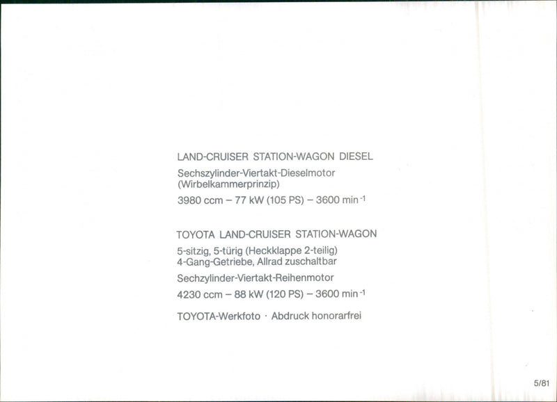 Toyota Landcruiser Station-wagon diesel - Vintage Photograph