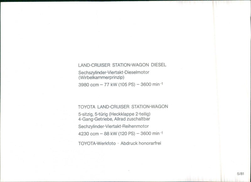 Toyota Landcruiser Station-wagon diesel - Vintage Photograph