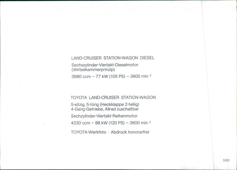 Toyota Landcruiser Station-wagon diesel - Vintage Photograph