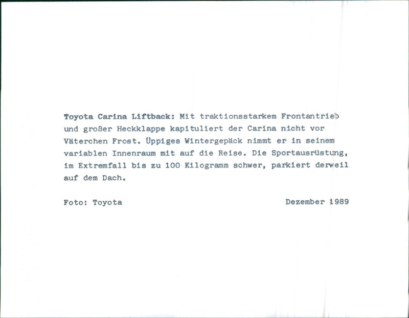 Toyota Carina Liftback - Vintage Photograph