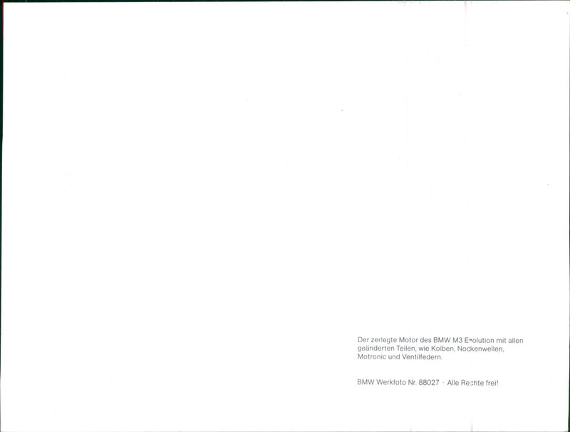 BMW M3 Evolution Engine. - Vintage Photograph