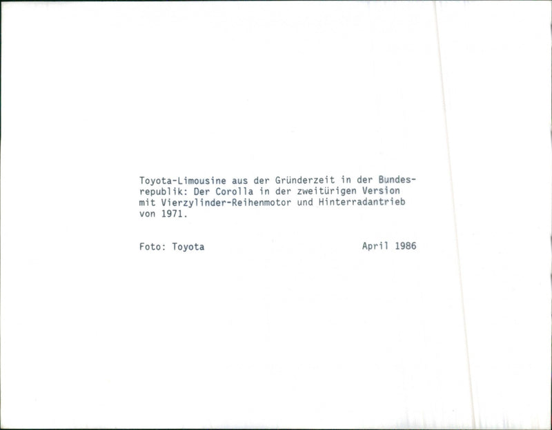 1971 Toyota Sedan - Vintage Photograph