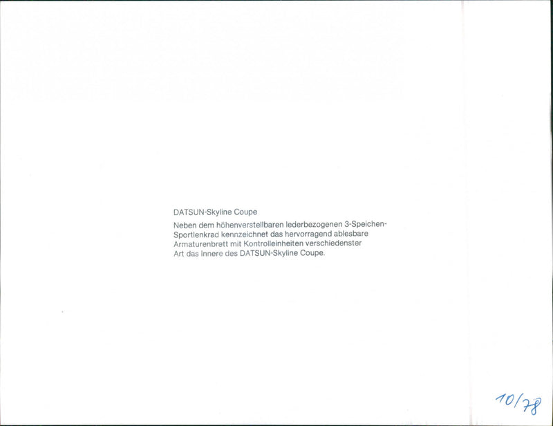 Datsun Skyline Coupe - Vintage Photograph