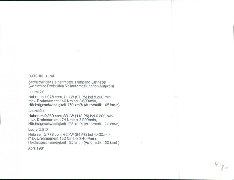 Datsun Laurel '81 - Vintage Photograph