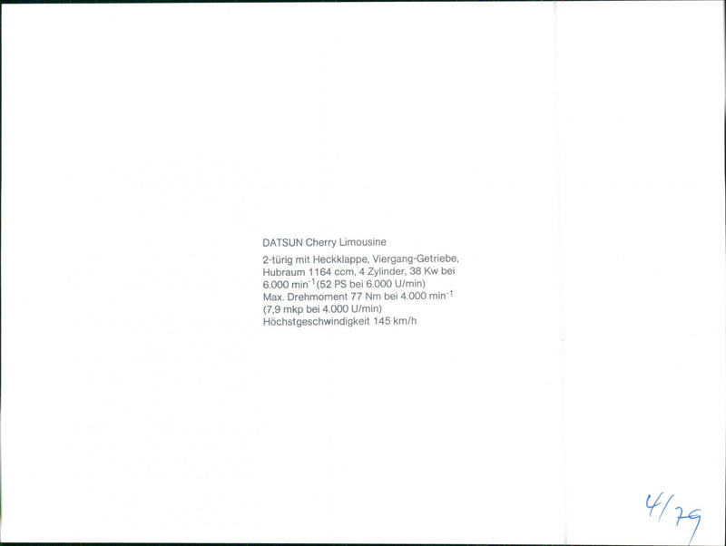 Datsun Cherry Limousine - Vintage Photograph