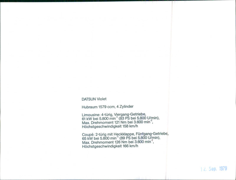 Datsun Violet - Vintage Photograph