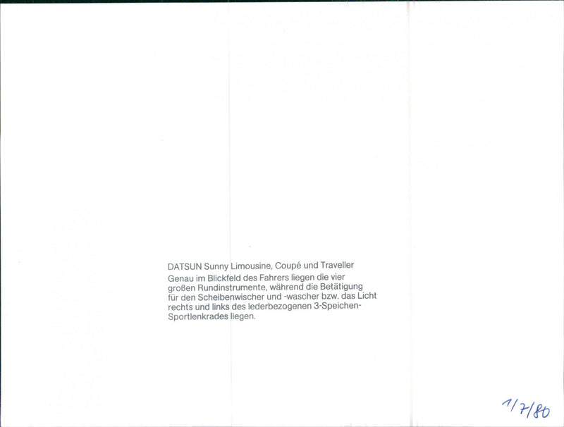 DATSUN Sunny Sedan, Coupé and Traveler, Cockpit - Vintage Photograph