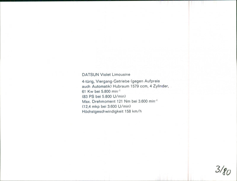 Datsun Violet Limousine - Vintage Photograph